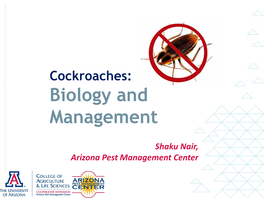 Cockroaches: Biology and Management