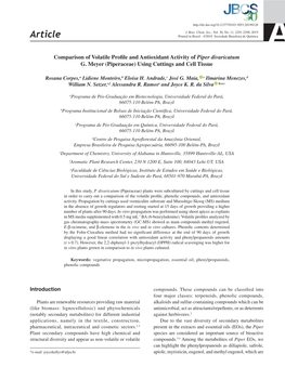 Comparison of Volatile Profile and Antioxidant Activity of Piper Divaricatum G