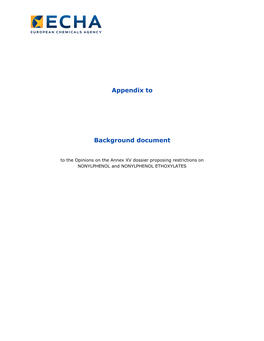 Appendix to Background Document to Rac and Seac Opinions on Nonylphenol and Nonylphenol Ethoxylates
