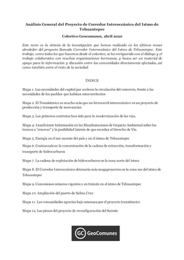 Análisis General Del Proyecto De Corredor Interoceánico Del Istmo De Tehuantepec