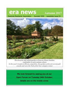 Autumn 2017 Eastcote Residents’ Association Founded 1930 Newsletter Issue 53