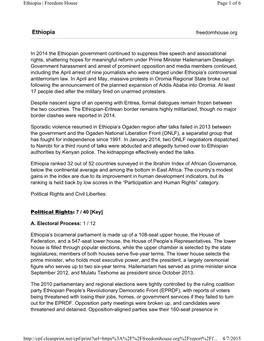Ethiopia | Freedom House Page 1 of 6
