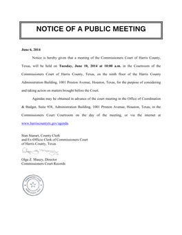 Notice of a Public Meeting