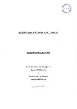 Peroxisomes and Metabolic Disease