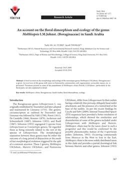 An Account on the Floral Dimorphism and Ecology of the Genus Moltkiopsis I.M.Johnst