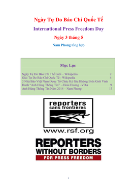 Ngày Tự Do Báo Chí Quốc Tế International Press Freedom Day Ngày 3 Tháng 5 Nam Phong Tổng Hợp
