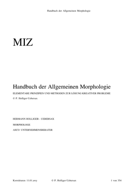 Handbuch Der Allgemeinen Morphologie