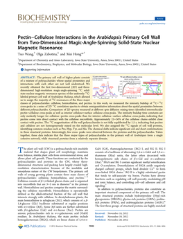 Pectin−Cellulose Interactions in the Arabidopsis Primary Cell Wall From
