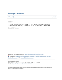 The Community Politics of Domestic Violence, 82 Brook