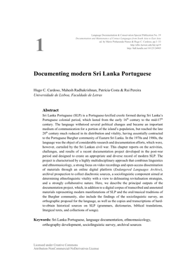 Documenting Modern Sri Lanka Portuguese