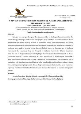 A Review on South Indian Medicinal Plants Exploited