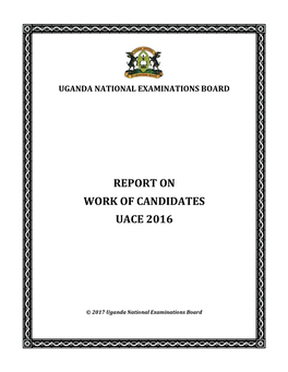 Report on Work of Candidates Uace 2016