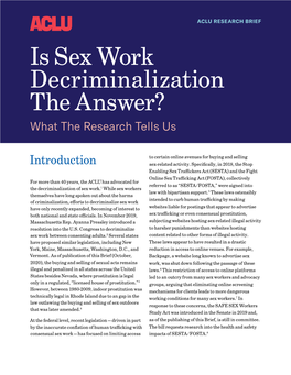 Is Sex Work Decriminalization the Answer? What the Research Tells Us