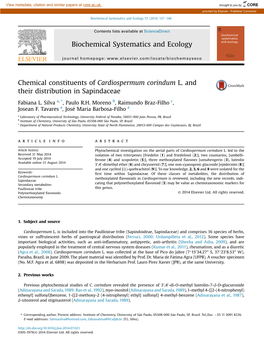 Chemical Constituents of Cardiospermum Corindum L. and Their Distribution in Sapindaceae