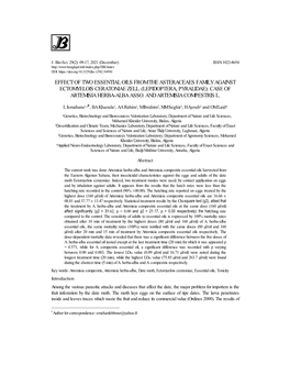 Effect of Two Essential Oils from the Asteraceaes Family Against Ectomyelois Ceratoniae Zell