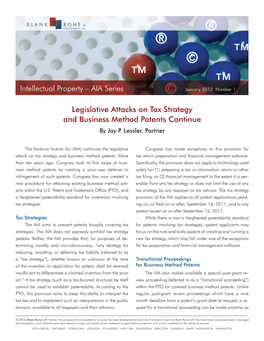 AIA Series Legislative Attacks on Tax Strategy and Business Method