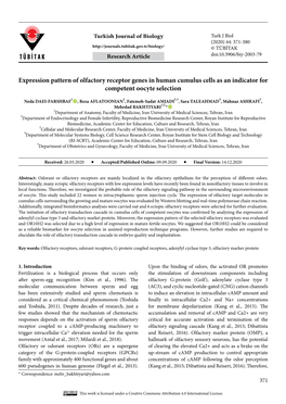 Expression Pattern of Olfactory Receptor Genes in Human Cumulus Cells As an Indicator for Competent Oocyte Selection