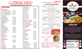 Shahi Biryani Menu Front