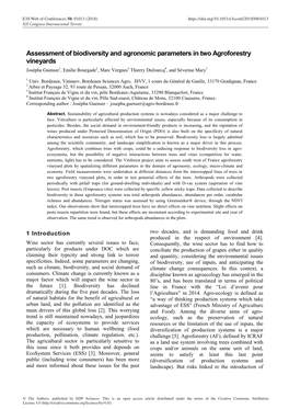 Assessment of Biodiversity and Agronomic Parameters in Two