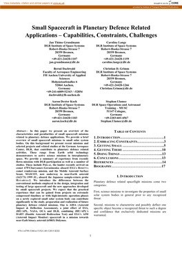 Small Spacecraft in Planetary Defence Related Applications