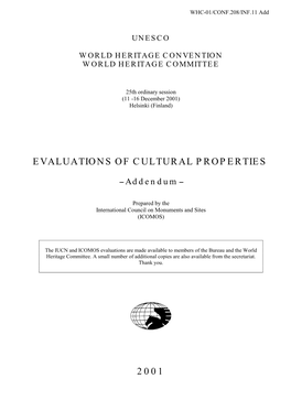 Evaluations of Cultural Properties 2001