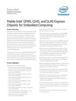 Mobile Intel® GM45, GS45, and GL40 Express Chipsets for Embedded Computing