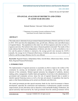 International Journal of Social Science and Economic Research