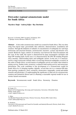 First-Order Regional Seismotectonic Model for South Africa