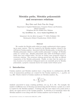 Motzkin Paths, Motzkin Polynomials and Recurrence Relations