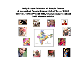 Of INDIA Source: Joshua Project Data, 2019 Western Edition Introduction Page I INTRODUCTION & EXPLANATION