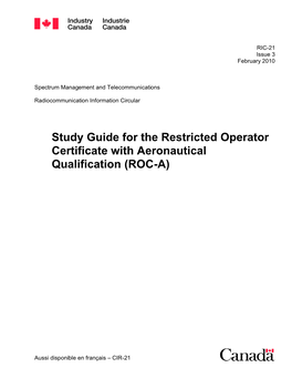 Study Guide for the Restricted Operator Certificate with Aeronautical Qualification (ROC-A)