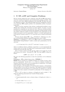 IIT Kharagpur 1 P, NP, Conp and Complete Problems