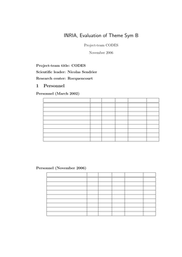 INRIA, Evaluation of Theme Sym B