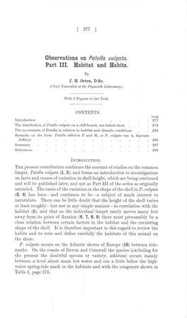 Observations on Patella Uulgata. Part III. Habitat and Habits