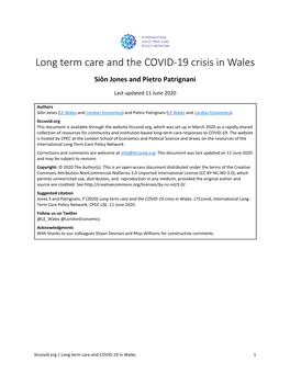 The COVID-19 Long Term Care Situation in Wales