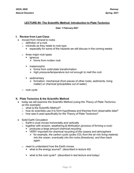 The Scientific Method & Plate Tectonics