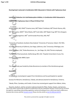 Lesinurad in Combination with Febuxostat in Patients With