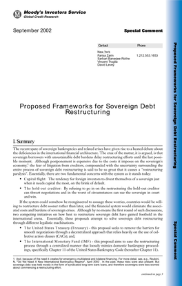 Proposed Frameworks for Sovereign Debt Restructuring