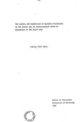 The Control and Generation of Magnetic Pulsations on the Ground and in Interplanetary Space by Parameters of the Solar Wind