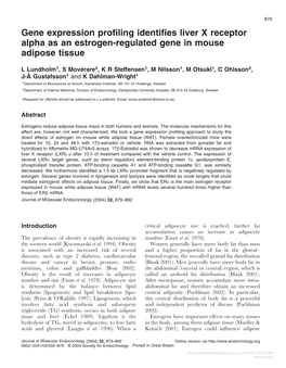 Gene Expression Profiling Identifies Liver X Receptor Alpha As An