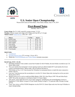 U.S. Senior Open Championship First-Round Notes