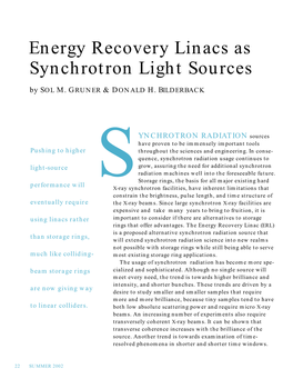 Energy Recovery Linacs As Synchrotron Light Sources