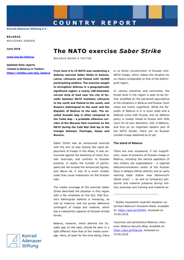 Country Report on the NATO Maneuver Saber Strike and the Position of Belarus and Russia
