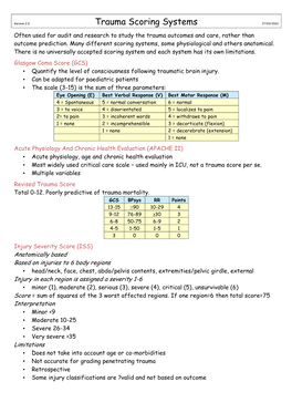 Trauma Scoring Systems 17/03/2012