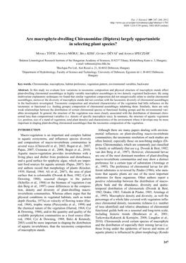 Are Macrophyte-Dwelling Chironomidae (Diptera) Largely Opportunistic in Selecting Plant Species?