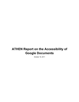 ATHEN Report on the Accessibility of Google Documents