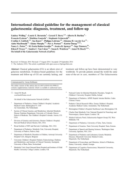 Classical Galactosemia Guideline