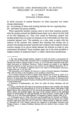 REVILING and MONOMACHY AS BATTLE- PRELUDES in ANCIENT WARFARE by J. J. Glticlc (University of South Africa) in Battle Accounts O