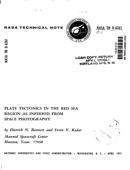 Plate Tectonics in the Red Sea Region As Inferred from Space Photography "\I ;*' .; ? ,.: