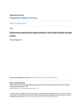 Enhancing Employment Opportunities in the Saudi Arabian Private Sector